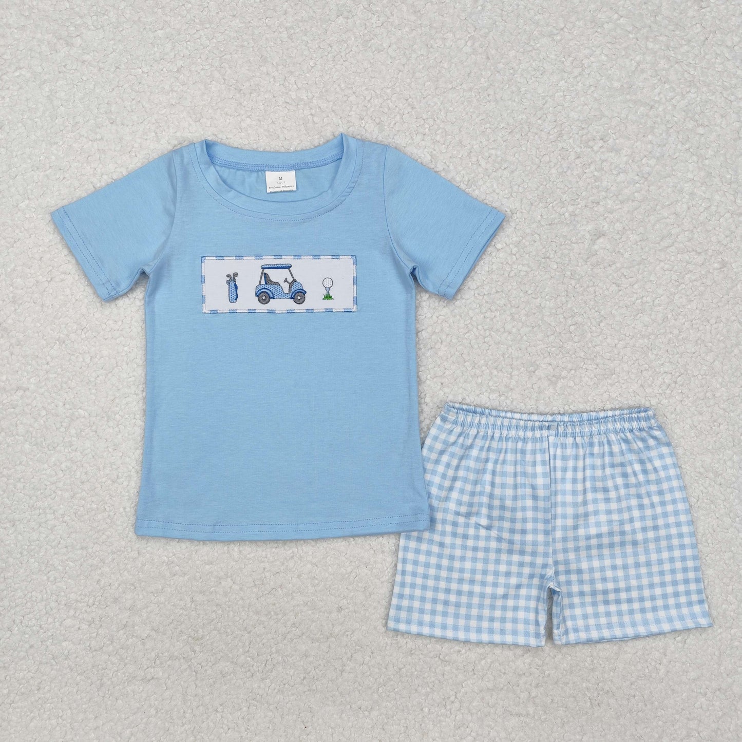 blue pattern print Boy short Set