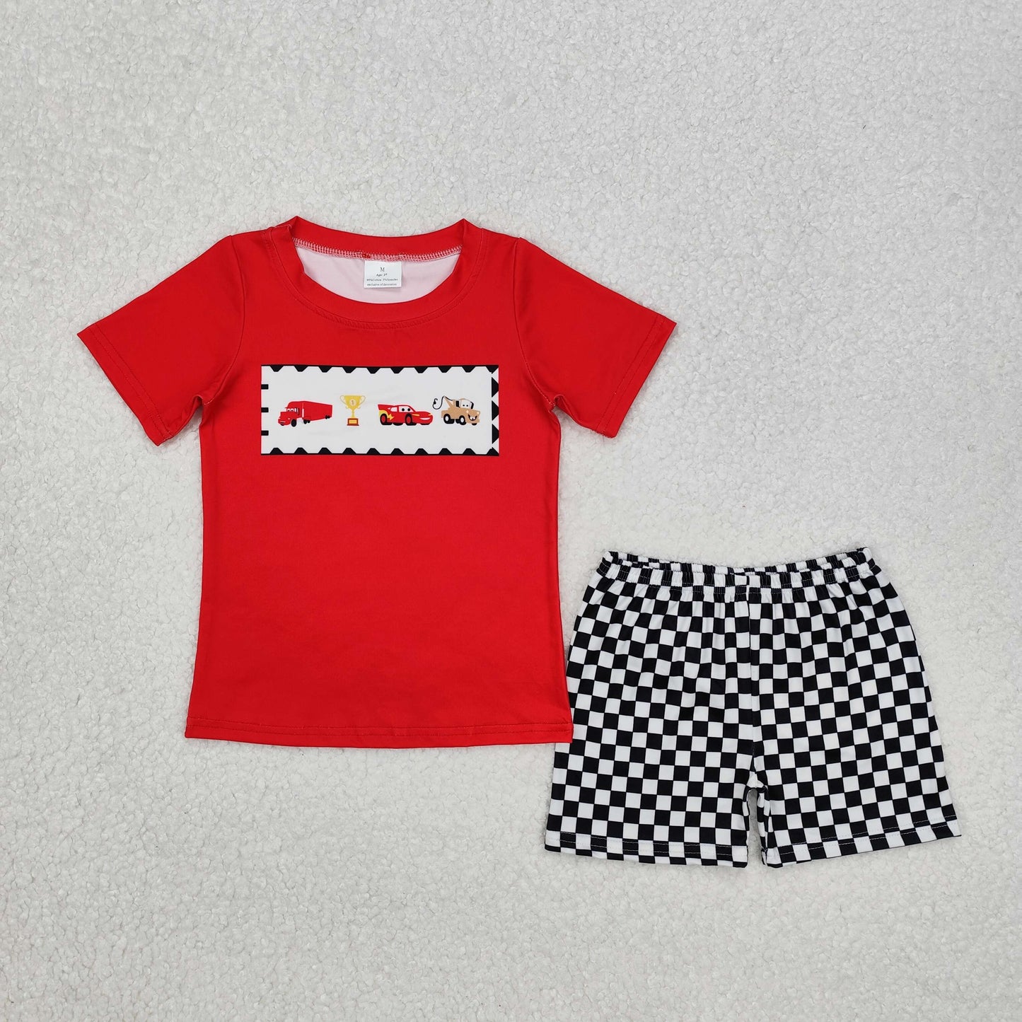 red cars tractor print Boy short Set
