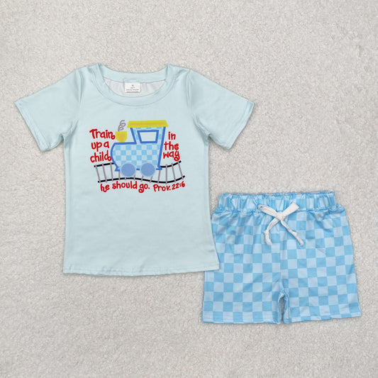 Blue train letter Suit Summer Set