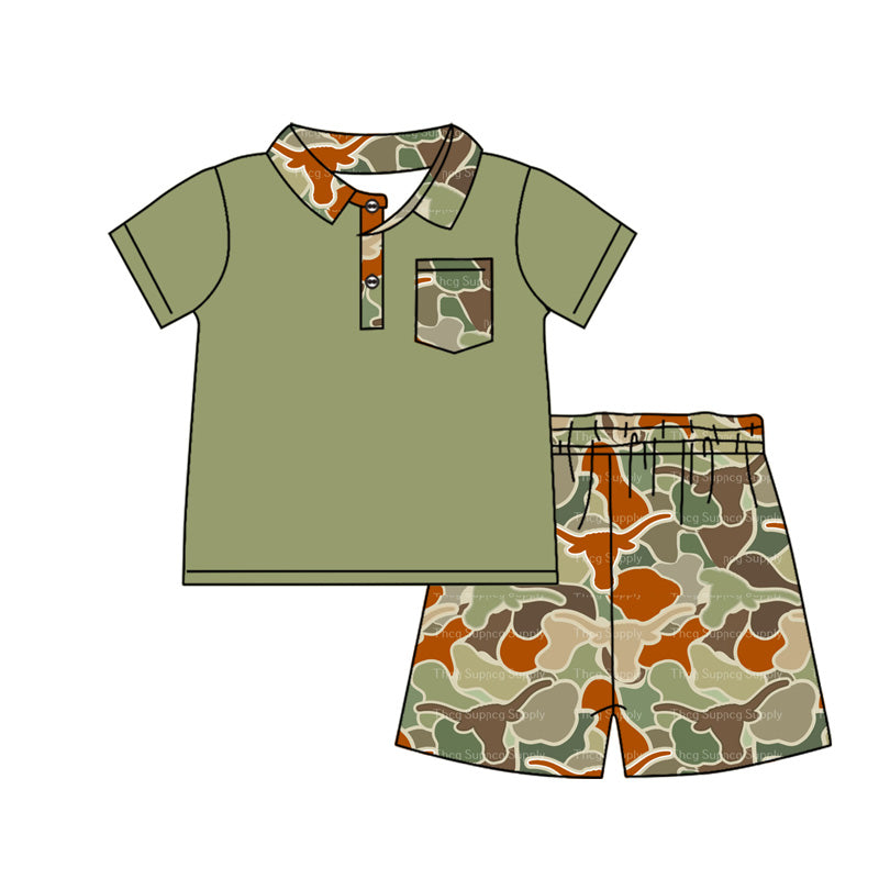 pre -order Green leopard print Boys Summer set BSSO1150