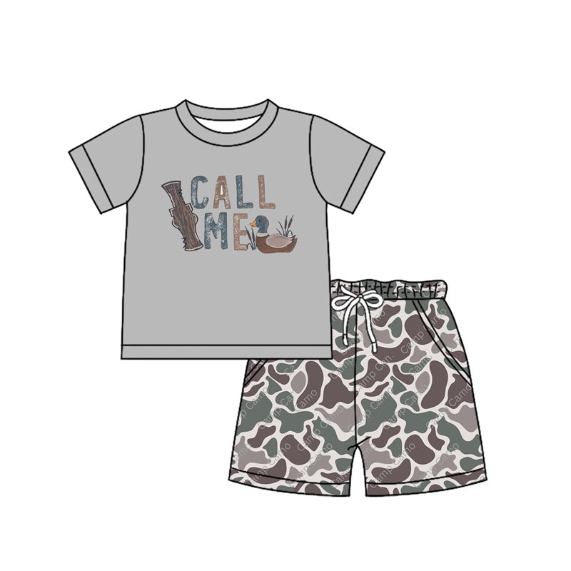 pre -order grey duck letter print Boys Summer set BSSO1151