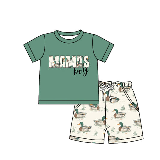 pre -order mama‘s boy duck print Boys Summer set BSSO1170