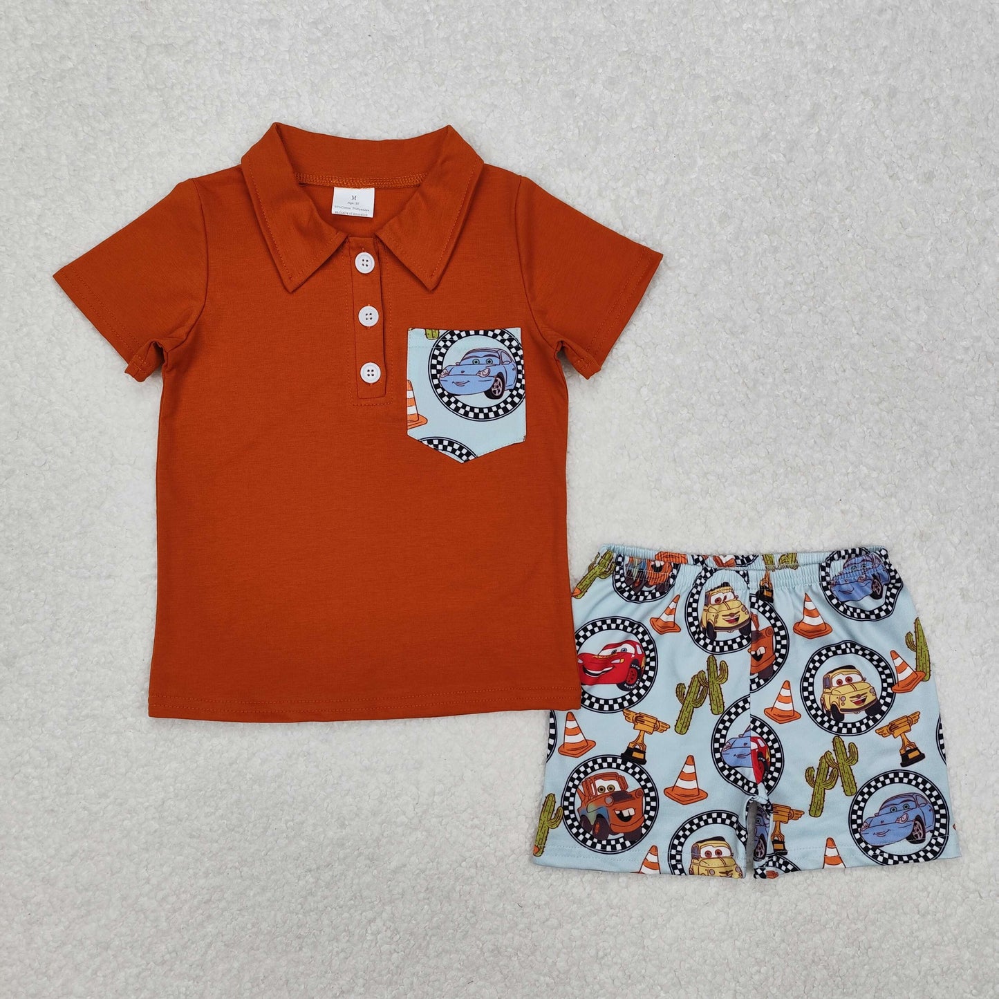 Cars cactus pocket red print Suit Summer Set