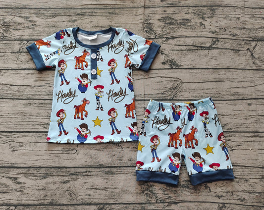 pre -order Blue cartoon  pattern short sleeve BSSO1214