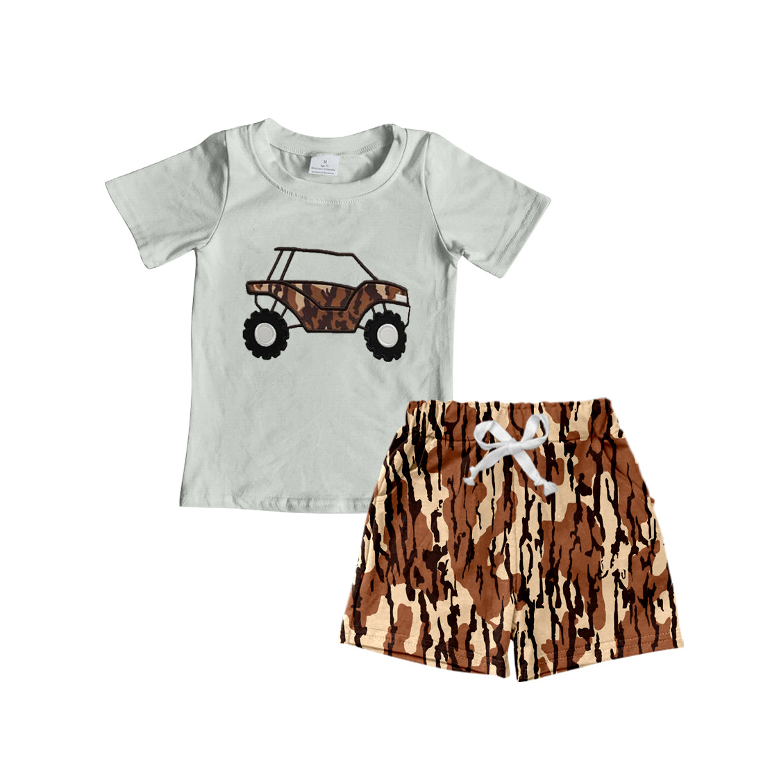 pre -order camo cars pattern print Short Sleeve boy set BSSO1308
