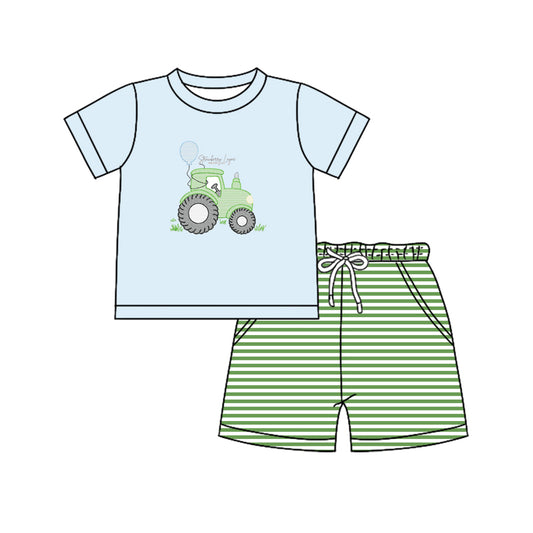 pre -order tractor print Short Sleeve boy set BSSO1330