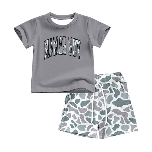 pre -order camo grey mama's boy Short Sleeve boy set BSSO1347