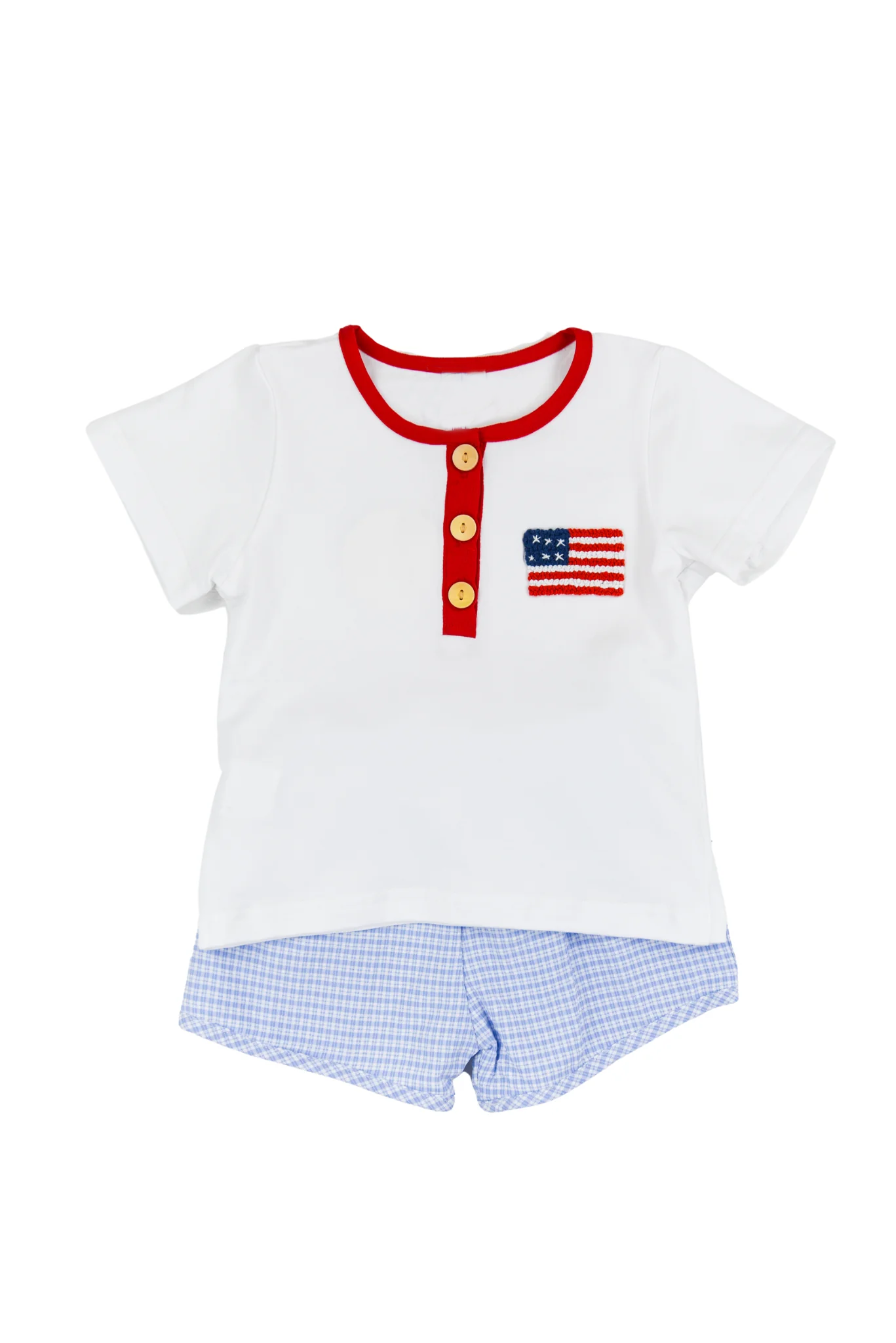 pre -order 4th of july button print Short Sleeve boy set BSSO1359