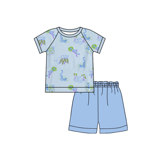 pre -order blue Cartoon print Short Sleeve boy set BSSO1361
