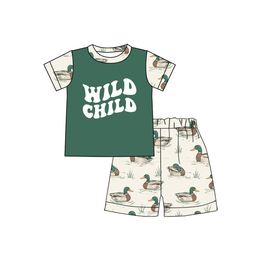 pre -order wild child duck print short Sleeve boy set BSSO1367