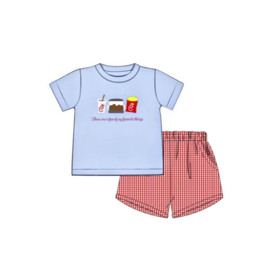 pre -order blue pattern print short Sleeve boy set BSSO1382