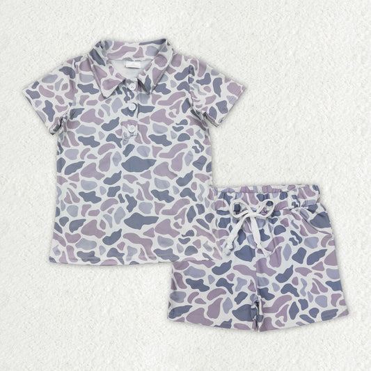 pre -order purple camo print short Sleeve boy set BSSO1384