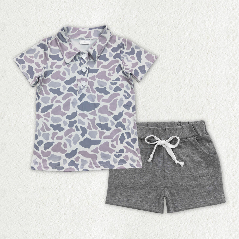 pre -order purple camo print short Sleeve boy set BSSO1385