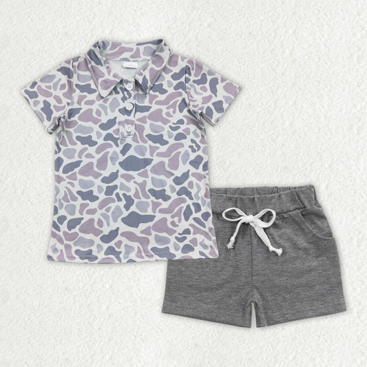 pre -order purple camo print short Sleeve boy set BSSO1385