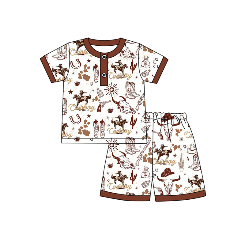 pre -order cowboy pattern print short Sleeve boy set BSSO1388