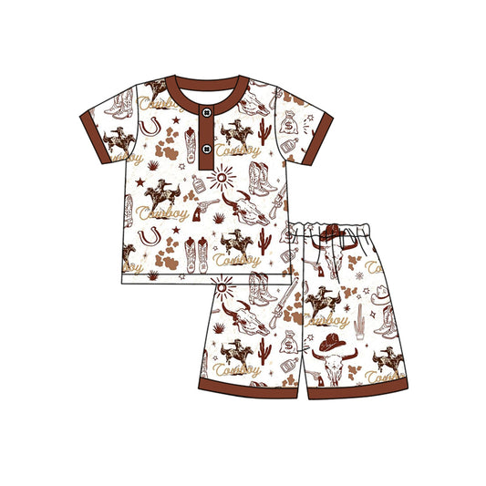 pre -order cowboy pattern print short Sleeve boy set BSSO1388