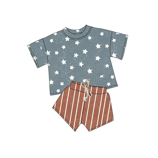 pre -order stars print short Sleeve boy set BSSO1404