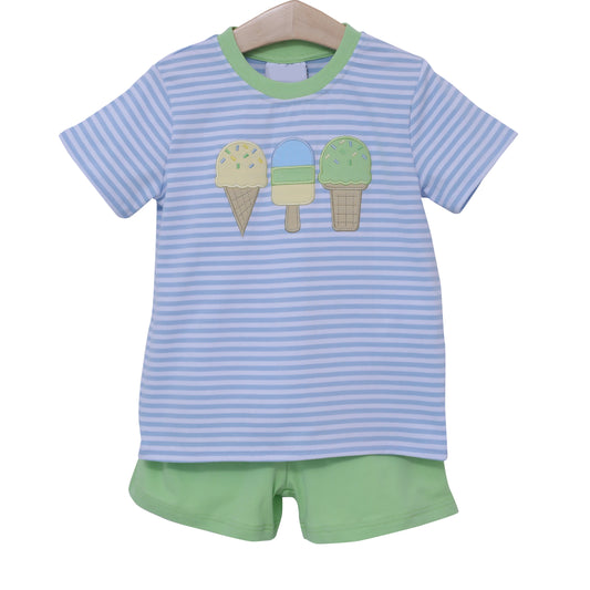 pre -order ice stream  stripe print short Sleeve boy set BSSO1407