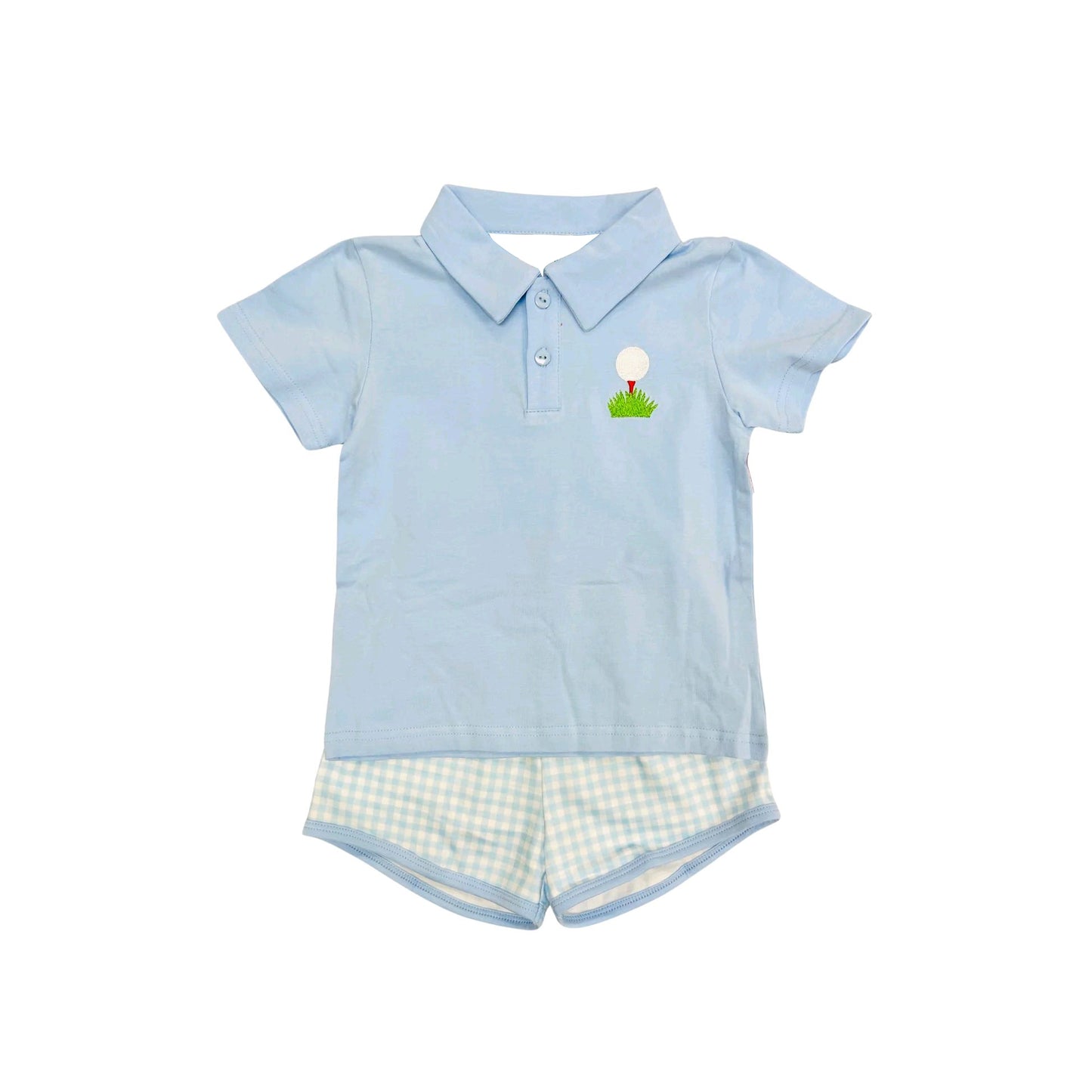 pre -order blue golf print short Sleeve boy set BSSO1409