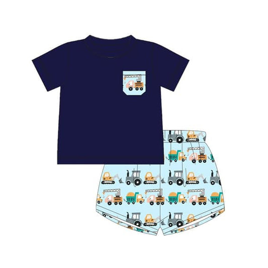 pre -order truck print short Sleeve boy set BSSO1414