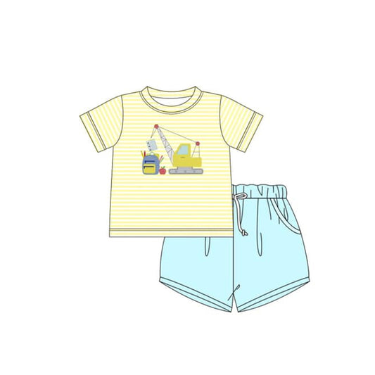 pre -order yellow stripe print short Sleeve boy set BSSO1417