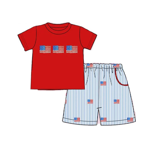 pre -order 4th of july print short Sleeve boy set BSSO1418