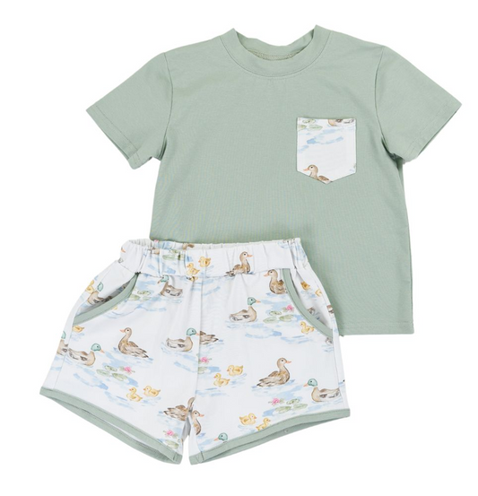 pre -order green Duck short Sleeve boy set BSSO1461