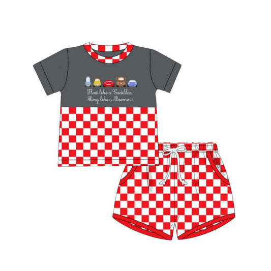 pre -order Cartoon plaid print short Sleeve boy set BSSO1462