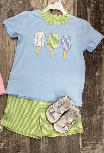 pre -order ice scream blue short Sleeve boy set BSSO1464