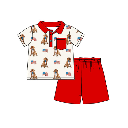 pre -order puppy print short Sleeve boy set BSSO1488
