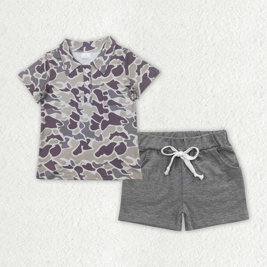 pre -order Green camo print short Sleeve boy set BSSO1490