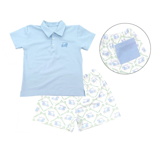 pre -order blue print short Sleeve boy set BSSO1494