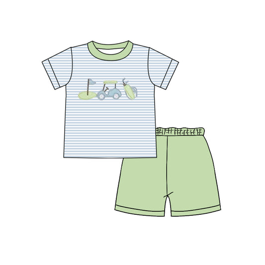 pre -order Blue golf print short Sleeve boy set BSSO1504