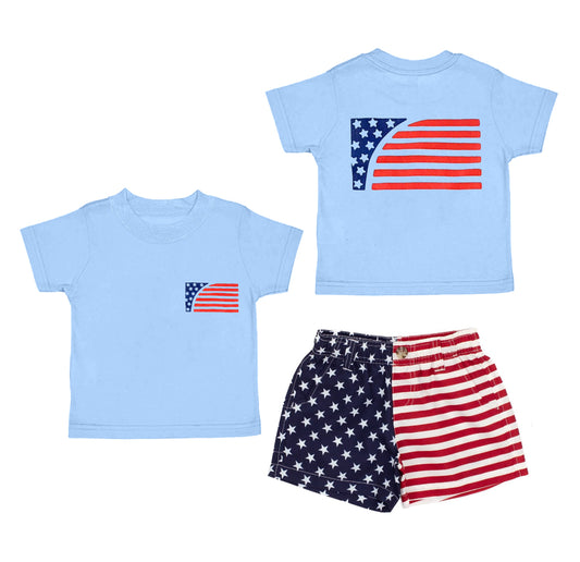 pre -order 4th of july stripe print short Sleeve boy set BSSO1506