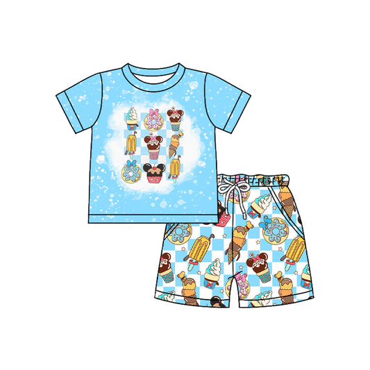 pre -order Blue cartoon print short Sleeve boy set BSSO1509