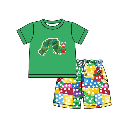 pre -order Green cartoon print short Sleeve boy set BSSO1510