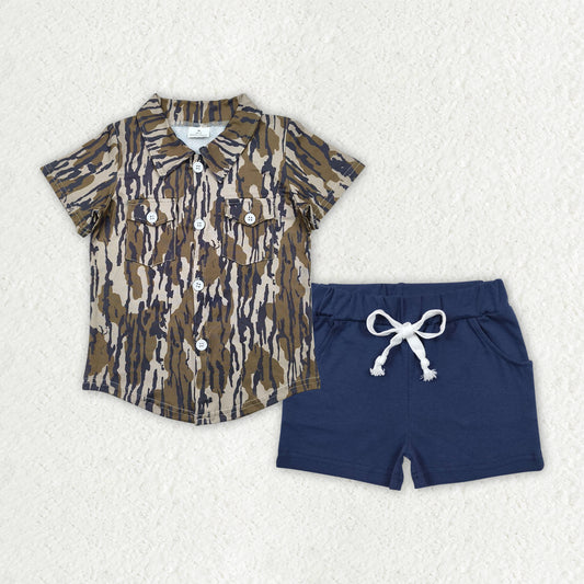 pre -order brown camo print short Sleeve boy set BSSO1515