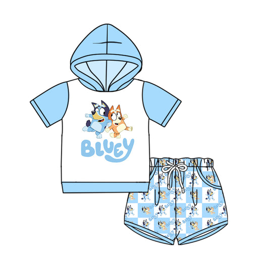 pre -order Blue cartoon short Sleeve boy set BSSO1518