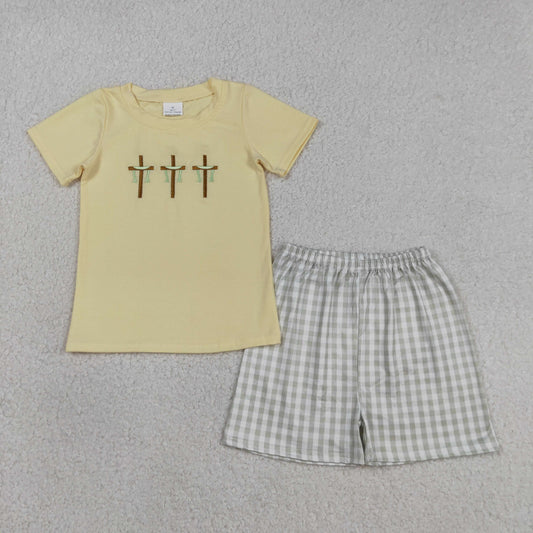 Yellow cross Short Sleeve Boy Set BSSO1717