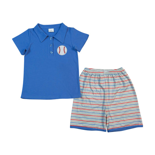Summer Baseball Embroidery Boy Set BSSO1877