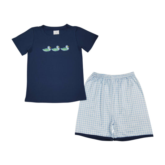 Navy Duck Embroidered Boy Set BSSO1938