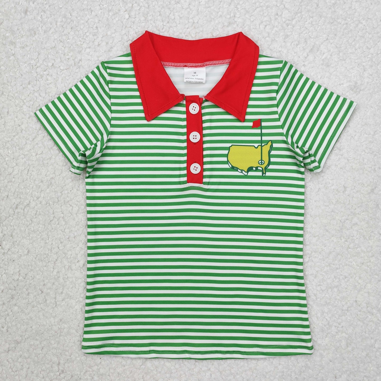 Green stripe pattern print Boy Shirt