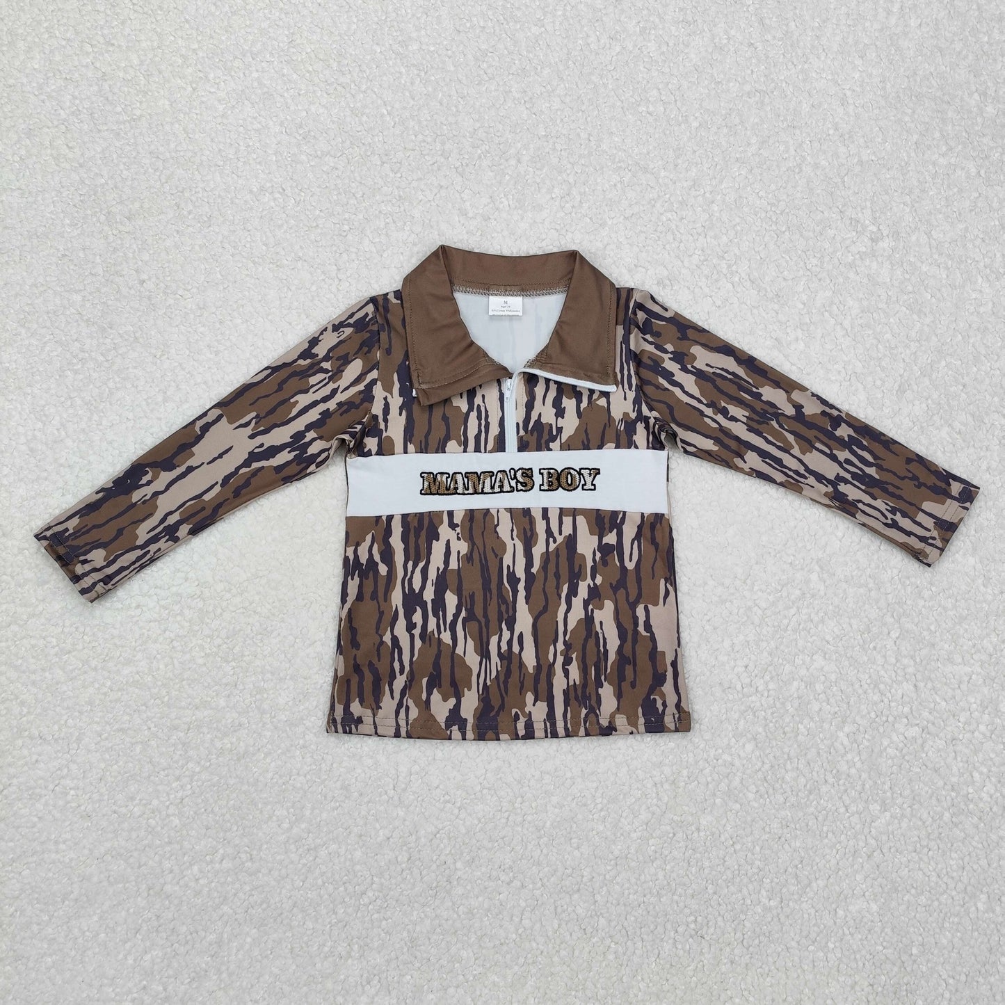 Camo Embroidery mama's boy Long sleeve Shirt