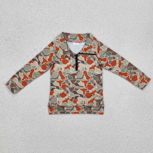 alpine cattle camo With zipper Long sleeve Shirt