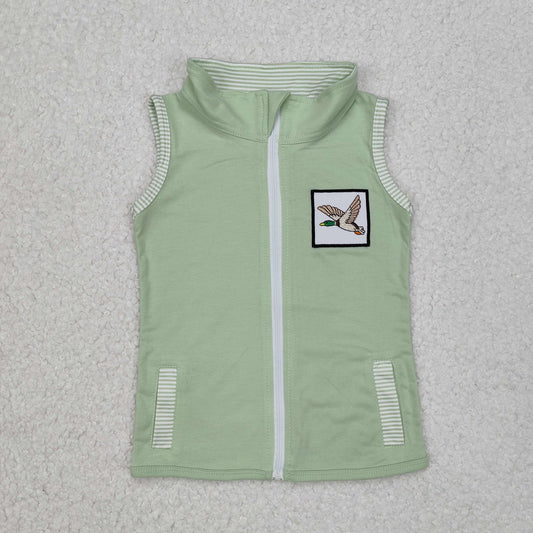 Green duck zipper vest