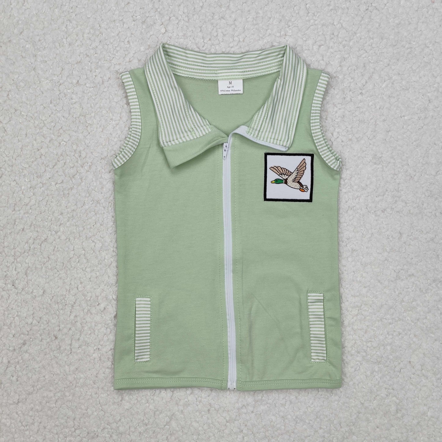 Green duck zipper vest