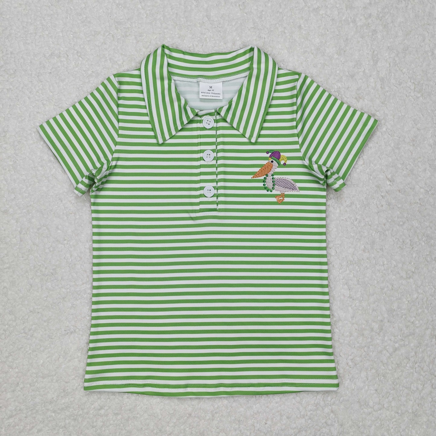 green stripe duck print short sleeve Shirt