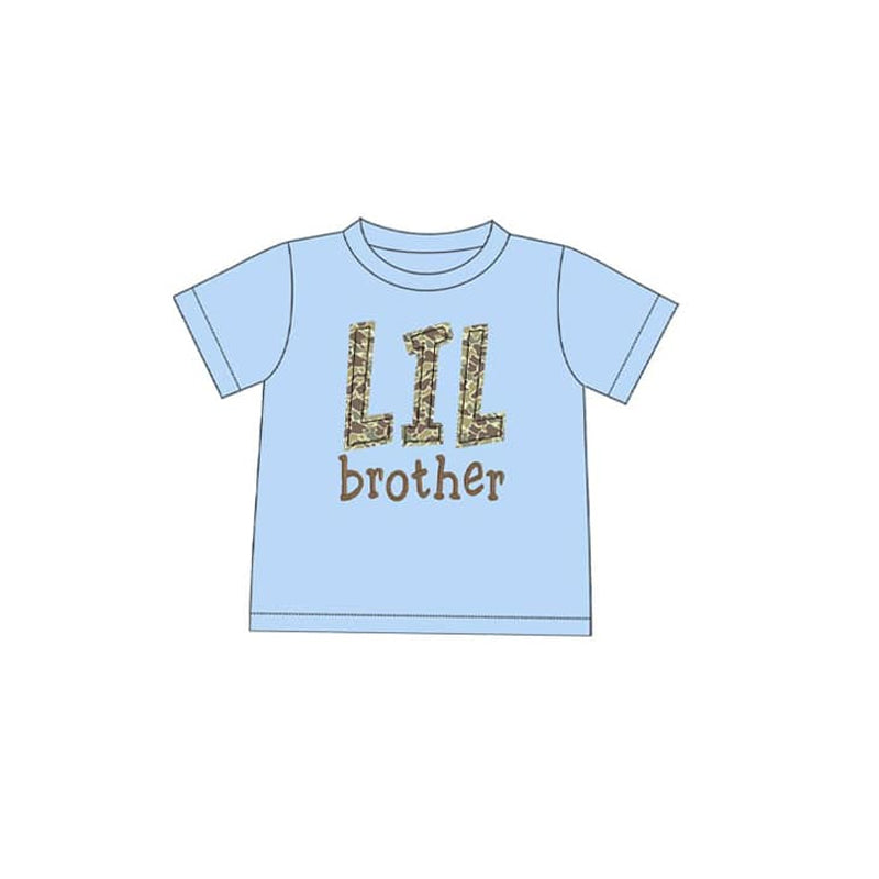 pre -order blue Little brother print short Sleeve boy set BT1206