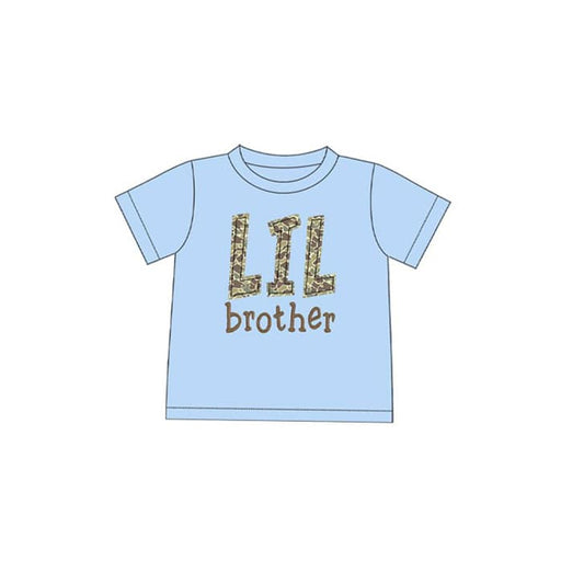 pre -order blue Little brother print short Sleeve boy set BT1206