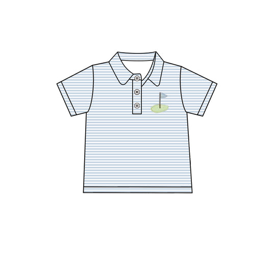 pre -order Blue stripe print short Sleeve boy set BT1232